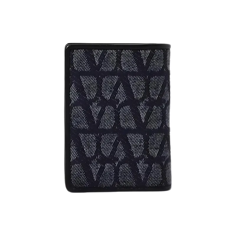 Valentino Cotton Denim Wallet Men's Blue-1
