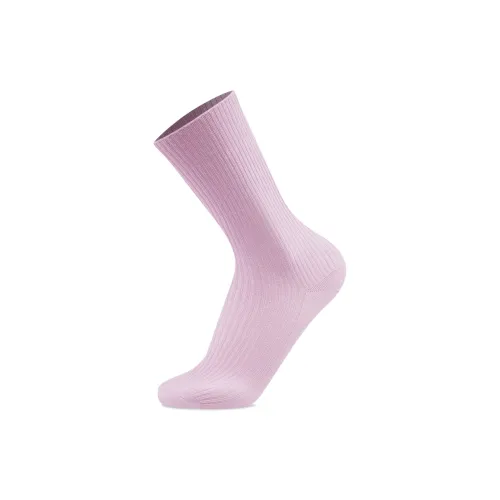 LiNing Sports Life Collection Mid-Calf Socks Unisex 1 Pack Begonia Pink-Maple Leaf Red