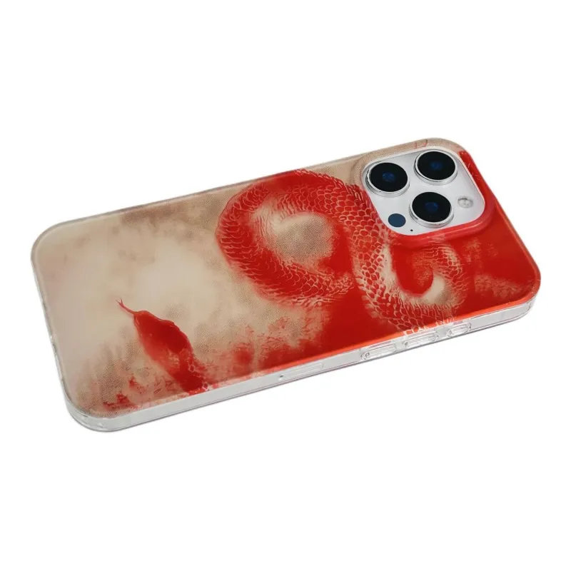 Sopi Acrylic Material Frosted Red Snake Phone Cases Compatible With IPhone 16/15 Pro Max/Apple 13/14 Pro/Max-3