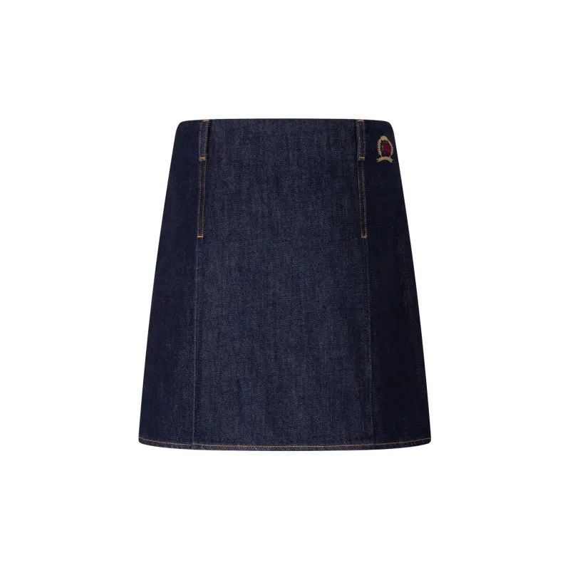 Tommy Hilfiger Denim Short Skirts Women's Dark Denim Blue-1