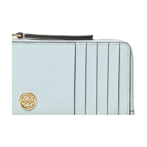 TORY BURCH Textured Leather Wallet Women's Light Blue-3
