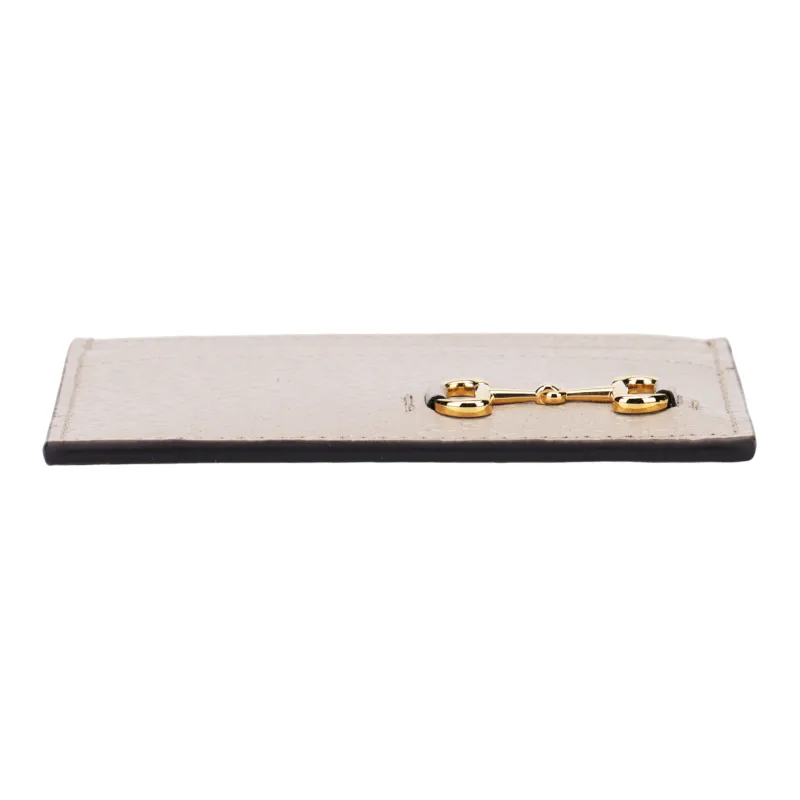 GUCCI Leather Card Holder Women's Milk Coffee-3