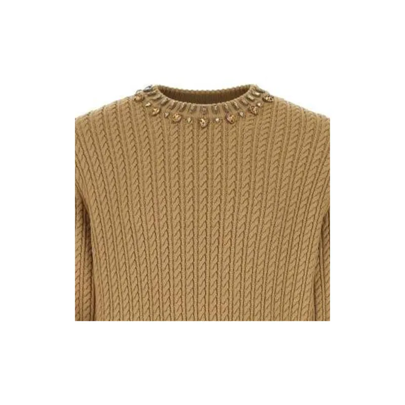 Burberry Crystal Embellished Cable Knit Sweater-2