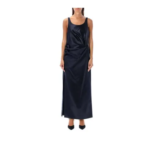 FENDI Gathered Strapless Satin Dress