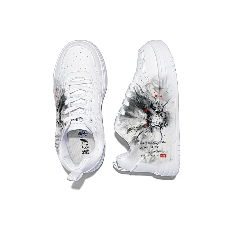 Cold Cicadas Yesterday Anti Slip Wear Resistant Lightweight Breathable Low Top Skateboard Shoes Unisex White-2