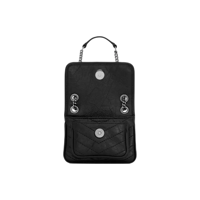 SAINT LAURENT Niki Leather Handbag Mini Women's Black-4