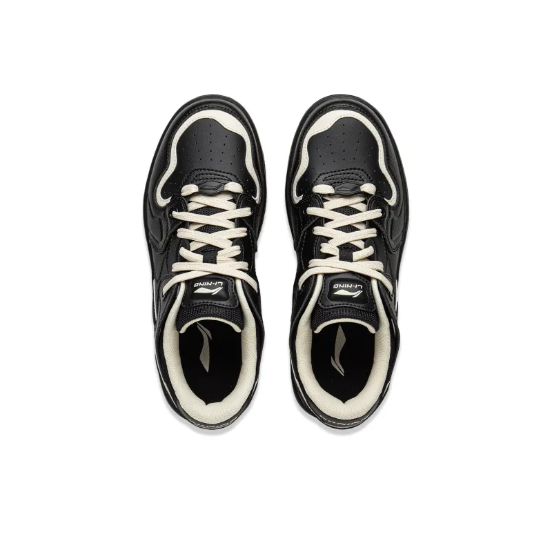 LiNing Cheese Slip Resistant Cushioning Abrasion Resistant Lightweight Low Top Skateboard Shoes Women's Black-3