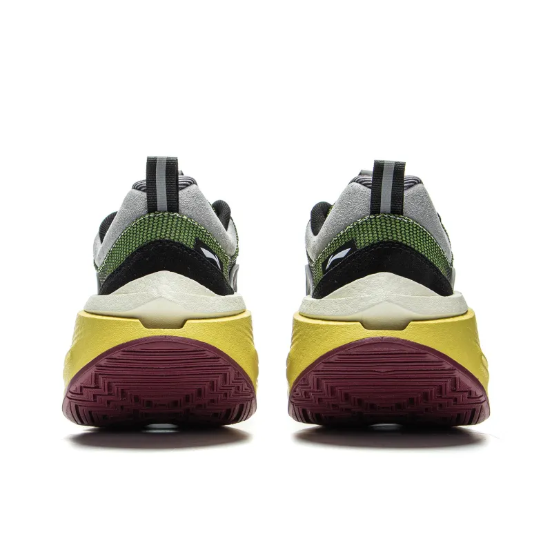LiNing Cushioning Reflective Rebound Low Top Running Shoes Men's Green Black Yellow-5
