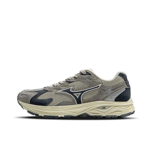 Mizuno Racer S Abrasion Resistant Low Top Running Shoes Unisex Stone Gray Navy Blue