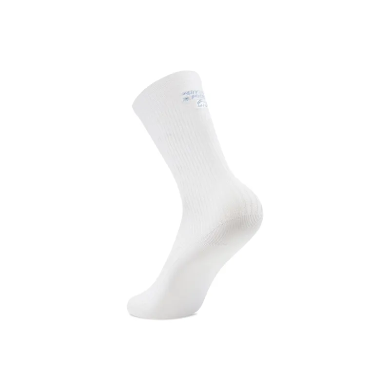 LiNing Sports Life Collection Mid Calf Socks Unisex 1 Pack Standard White/Sky Blue-1