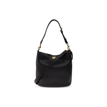 COACH Leather Bucket Bag, Shoulder Bag Large Size Women's Black