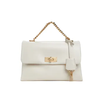 CHARLES&KEITH PU Handbag Medium Size Women's Black/Milk White/Fuchsia