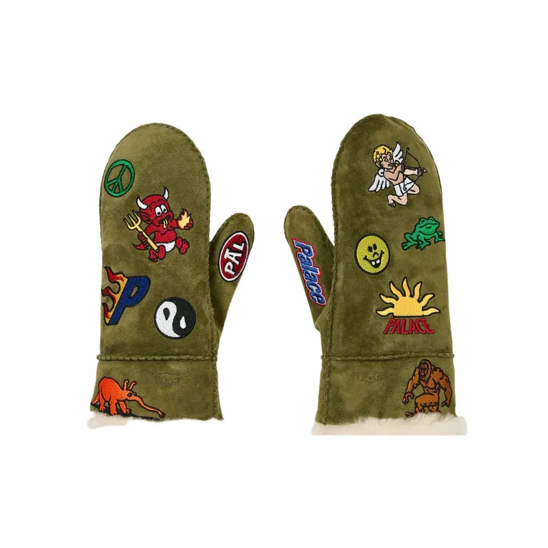 PALACE Sheepskin Knit Gloves Unisex Green-0