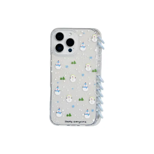 Wei Xin Leather Material Blue Line Snowman Phone Cases Compatible With IPhone 16/15 Pro Max/Apple 13/14 Pro/Max