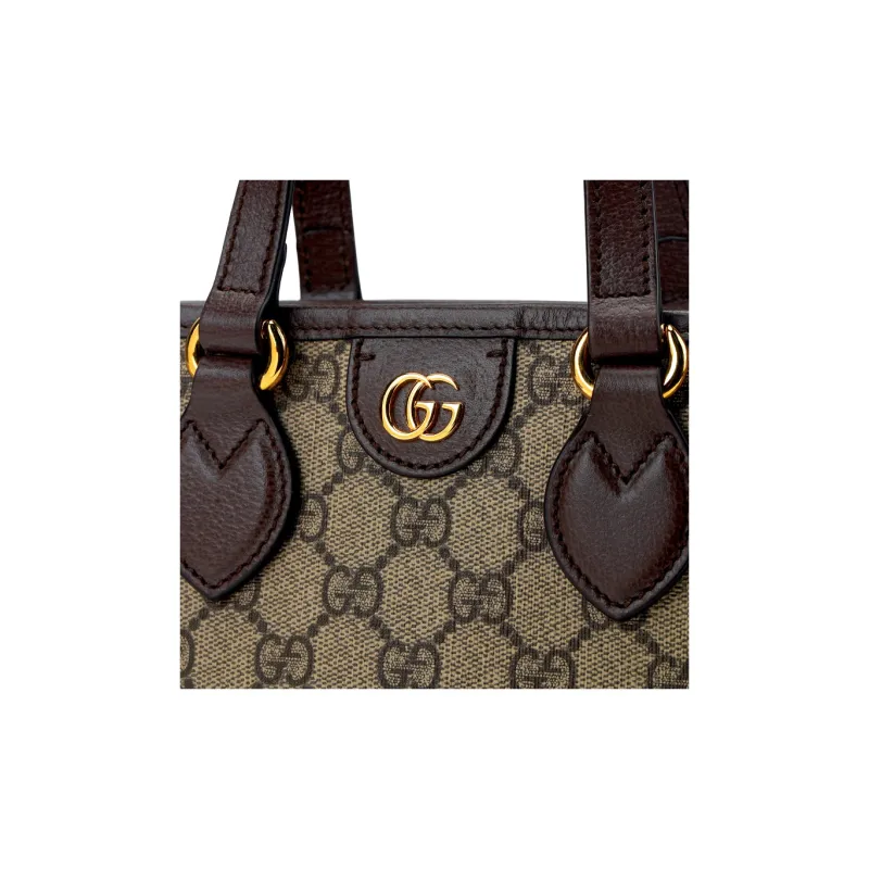 GUCCI Ophidia Supreme Canvas Tote Bag Shopping Bag Shoulder Bag Crossbody Bag Handbag Mini Women's Beige & Ebony-4