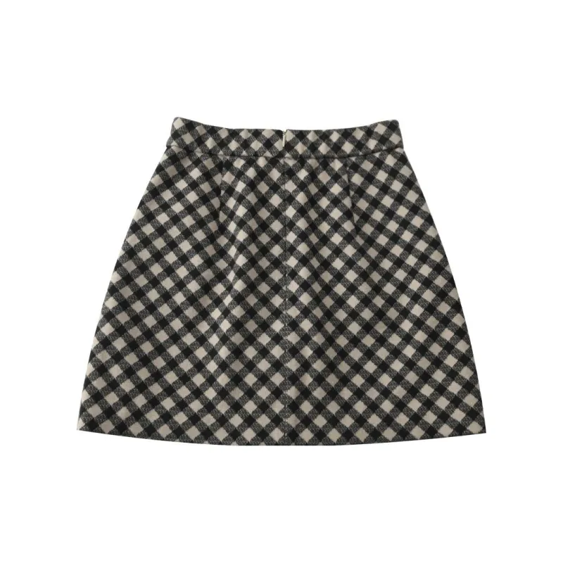MISHOW Casual Short Skirts Women's Vintage Black Apricot-1