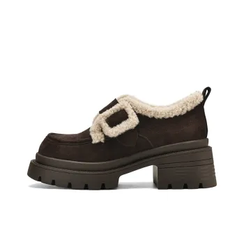 JOSINY Warm Thickened Fleece Lined Shearling Insulated Shoe Water Resistant Suede Snow Boots Women's Coffee