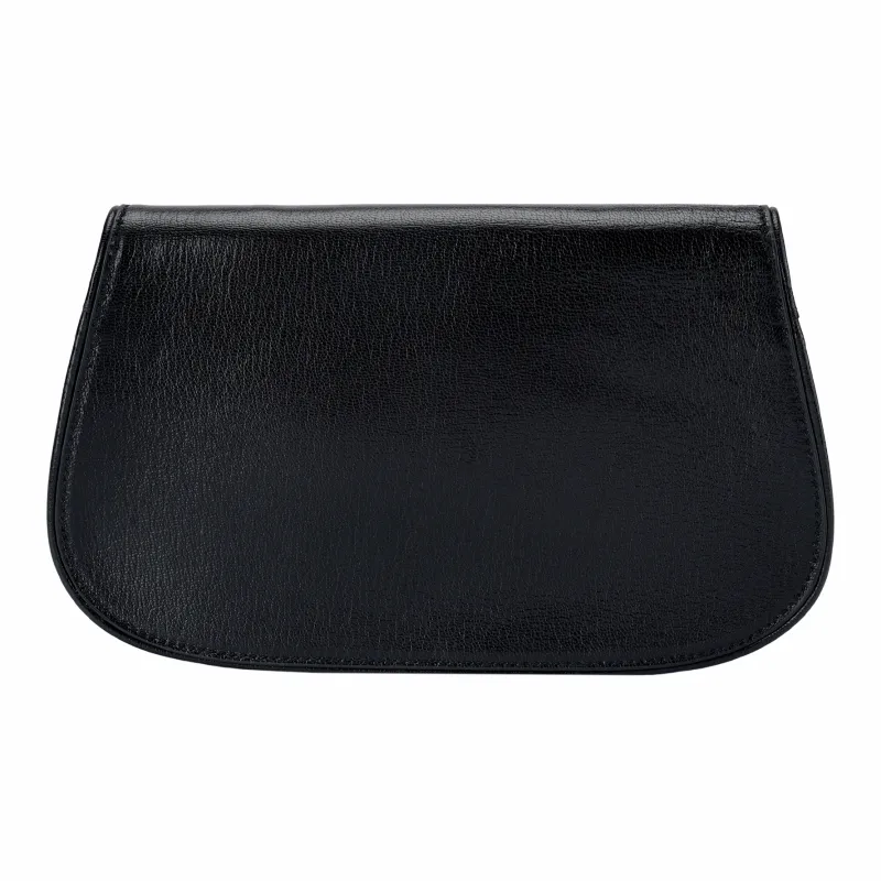 TORY BURCH Leather One Shoulder Crossbody Clutches Women's Black-2
