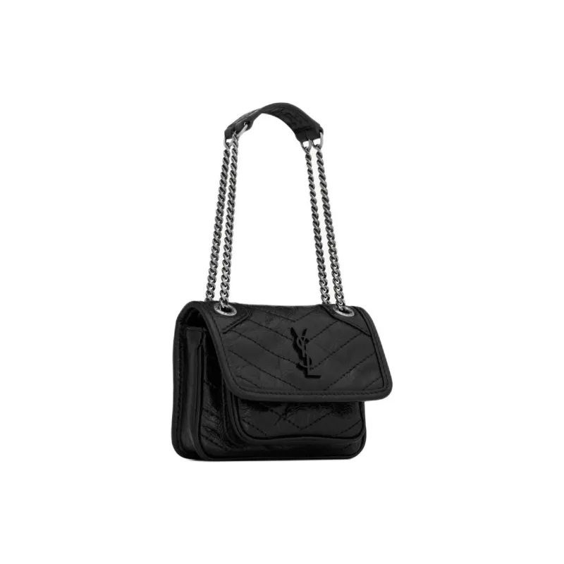 SAINT LAURENT Niki Leather Handbag Mini Women's Black-1
