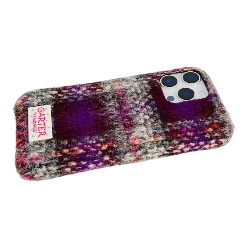 Wei Xin Plush Material Flannelette Plaid Lanyard Phone Cases Compatible With IPhone 16/15 Pro Max/Apple 13/14 Pro/Max-34