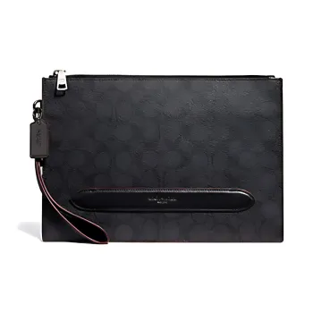 COACH Pouch Canvas Computer Briefcase Tubas Men's Black