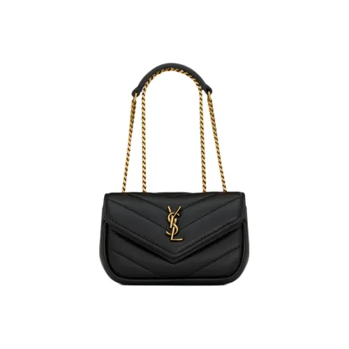 SAINT LAURENT Lambskin Shoulder Bag Extra Mini Women's Black