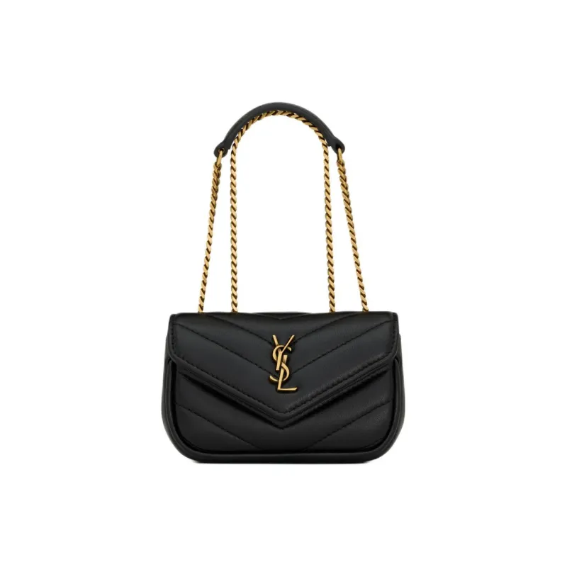 SAINT LAURENT Lambskin Shoulder Bag Extra Mini Women's Black-0