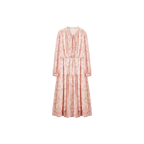 XIANGYING Long Sleeved Dress Women's Pink