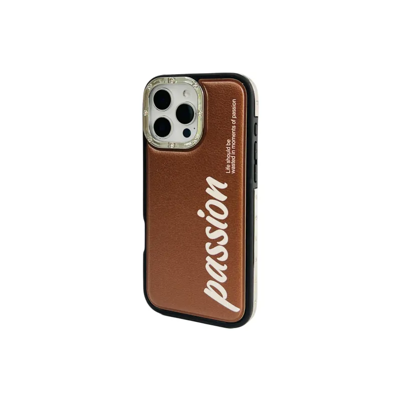 Wei Xin Leather Material Leather Landscape English Phone Cases Compatible With IPhone 16/15 Pro Max/Apple 13/14 Pro/Max-14