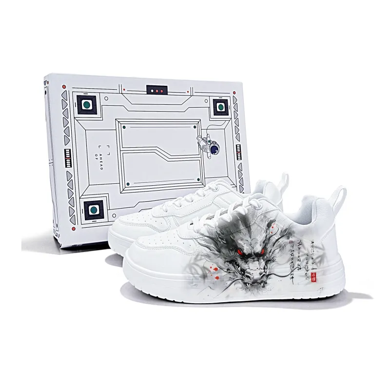 Cold Cicadas Yesterday Anti Slip Wear Resistant Lightweight Breathable Low Top Skateboard Shoes Unisex White-1