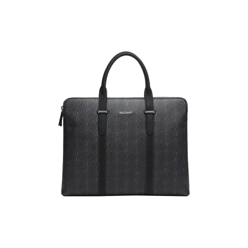 SEPTWOLVES Artificial Leather Handbag Large Size Men's Black