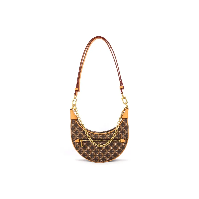AQUASCUTUM PVC Crescent Bag, Underarm Handbag, Shoulder Bag Regular Women's Brown-2