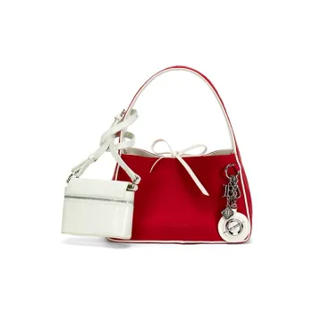 JELLYTOYBOY Advanced Texture Train Bag Small Size Crossbody Bag One Shoulder Bag Handbag Women's Red White