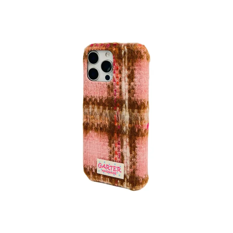 Wei Xin Plush Material Flannelette Plaid Lanyard Phone Cases Compatible With IPhone 16/15 Pro Max/Apple 13/14 Pro/Max-5