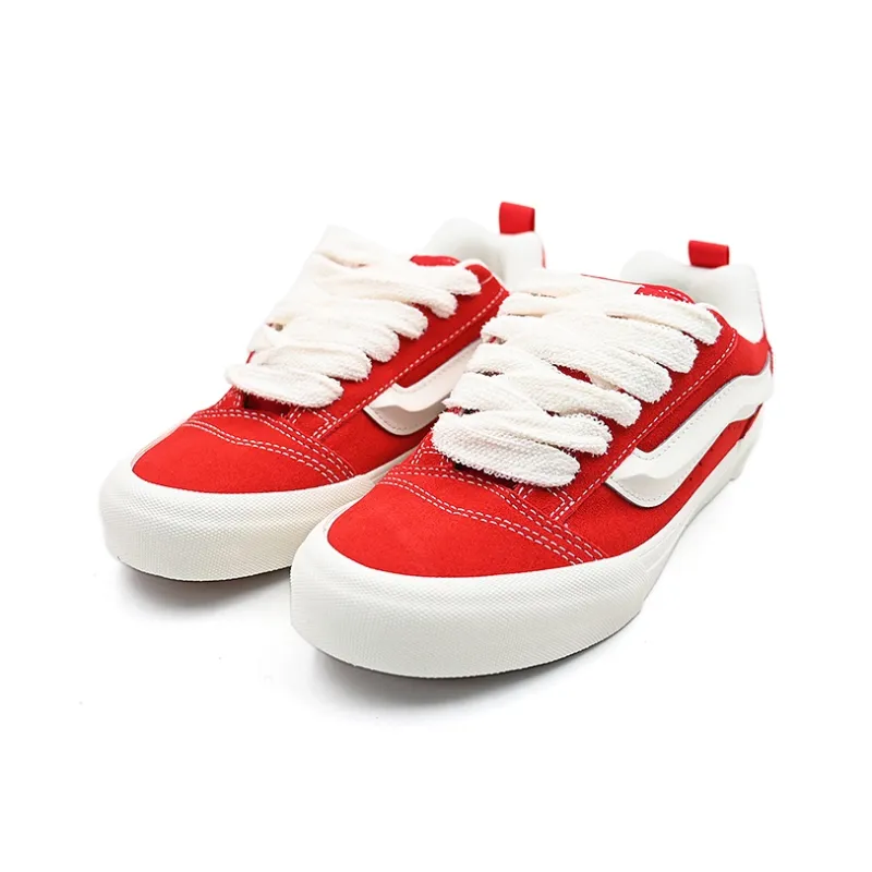 Vans Knu Skool Anti Slip Wear Resistant Low Top Skateboard Shoes Unisex Red-2