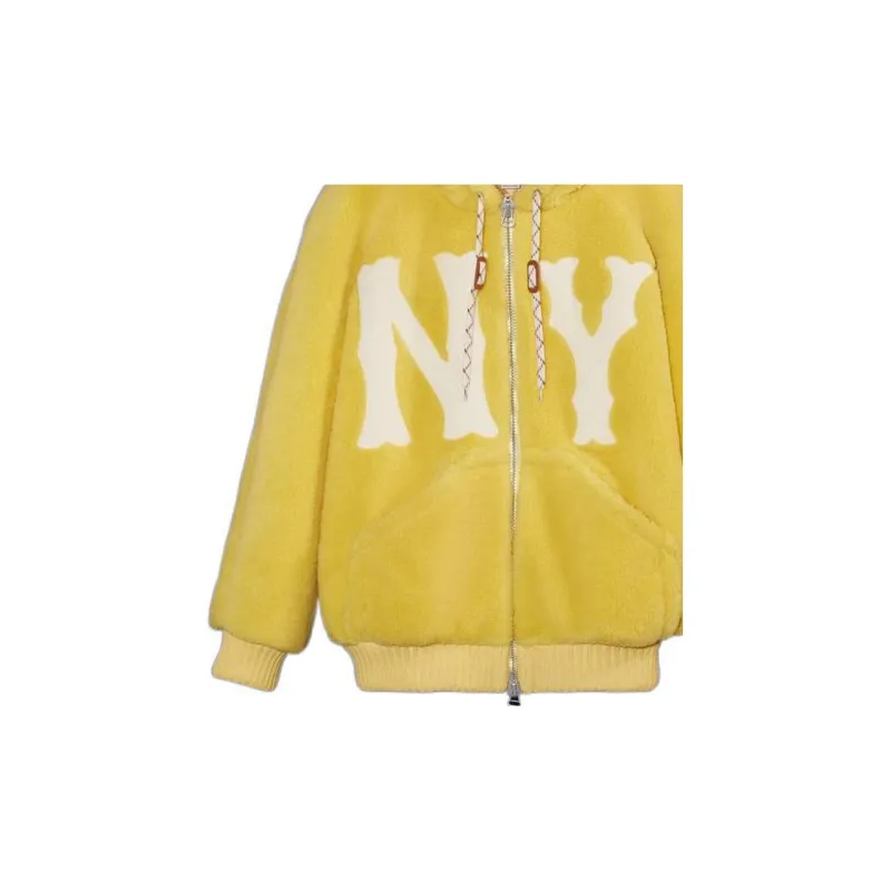 GUCCI X Mlb 2022 Shearling Jacket With Yankees Patch Light Yellow-3