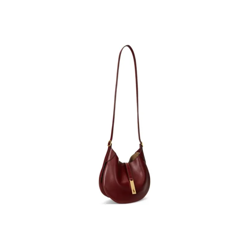 Polo Ralph Lauren Polo ID Cow Leather Shoulder Bag Small Size Women's Red-1