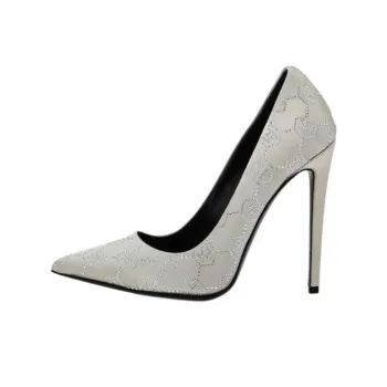 PHILIPP PLEIN Decollete Monogram Strass Slim Heel High Heels 12cm Women's Silver