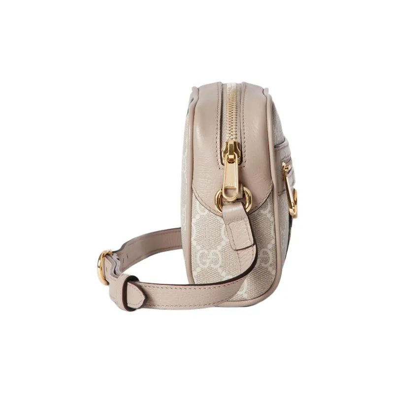GUCCI GG Supreme Canvas Shoulder Bag Mini Women's Beige & White-3