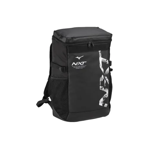 Mizuno Synthetic Leather Backpack Regular Unisex Black & White