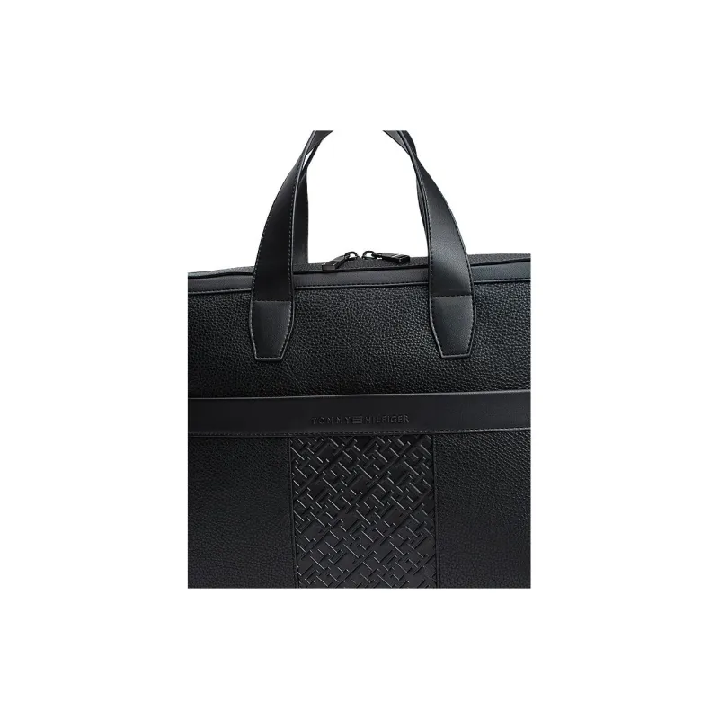 Tommy Hilfiger TH Monogram Polyurethane Laptop Bag Regular Men's Black-3