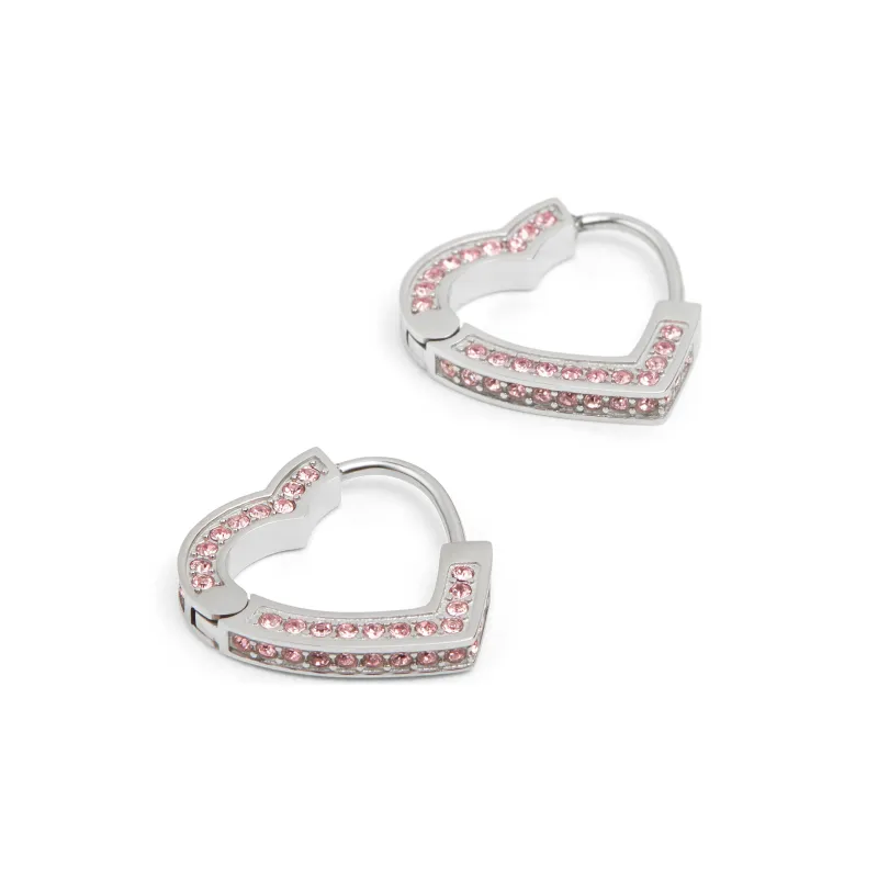 CHARLES&KEITH Artificial Crystal Earrings Women's Silver/Rose Gold-1