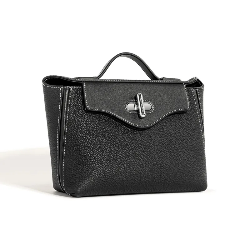 Cthulhu Top Grain Cow Leather Shoulder Bag Crossbody Bag Handbags Medium Size Women's Brown/Black-9