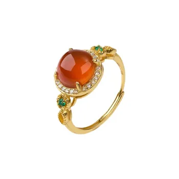 Honglangji Southern Red Agate Rings Women's
