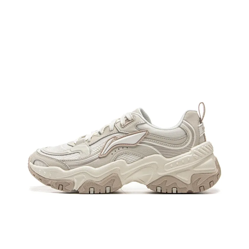LiNing Brown Sugar Slip Resistant, Abrasion Resistant, Breathable Low Top Casual Shoes Women's White Gray-0
