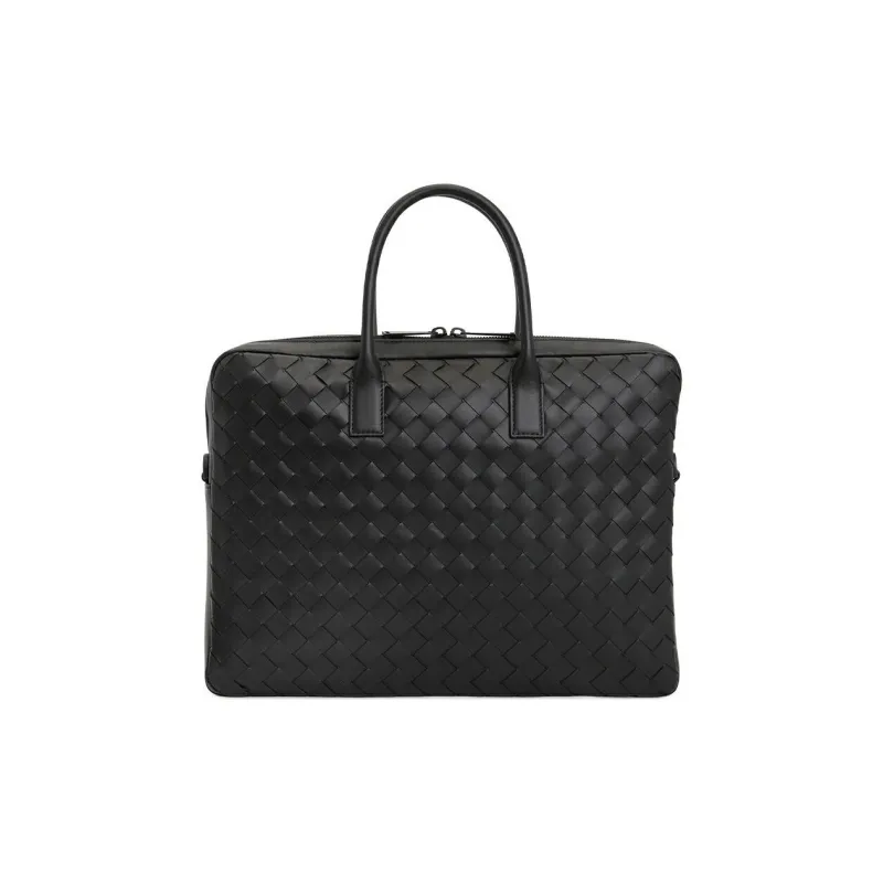 Bottega Veneta Cow Leather Portable One Shoulder Briefcase Men's Black-3