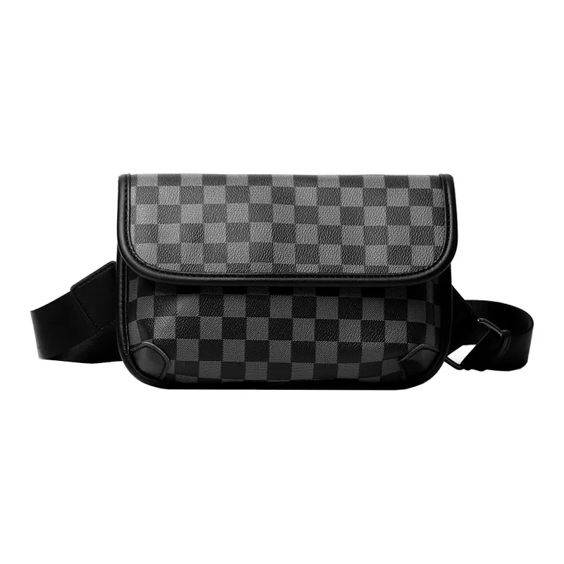 KONADCT PU Shoulder Bag, Crossbody Bag Regular Unisex Khaki/Checkered Black/Monogram/Gray/Woven Black-12