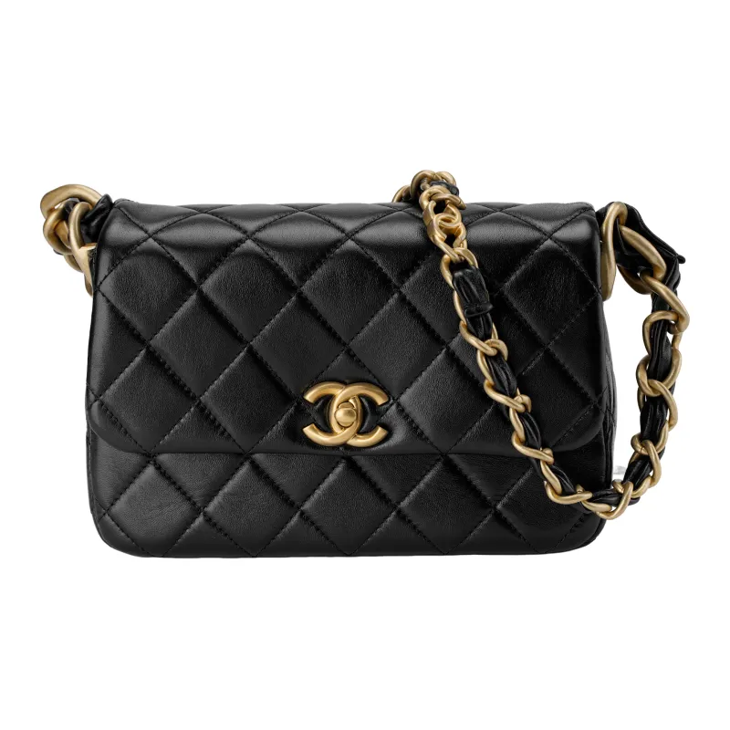 CHANEL Sheepskin Crossbody Bag, Shoulder Bag Women's Black-0