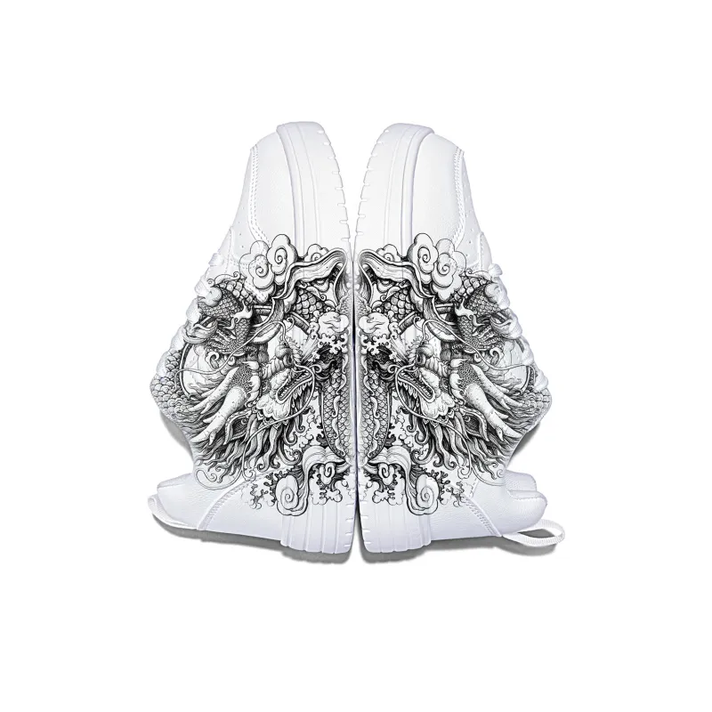 Cold Cicadas Yesterday Anti Slip Wear Resistant Lightweight Breathable Low Top Skateboard Shoes Unisex White-4