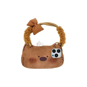 Wei Xin Leather Material Cat Ear Brown Puppy Phone Cases Compatible With IPhone 16/15 Pro Max/Apple 13/14 Pro/Max
